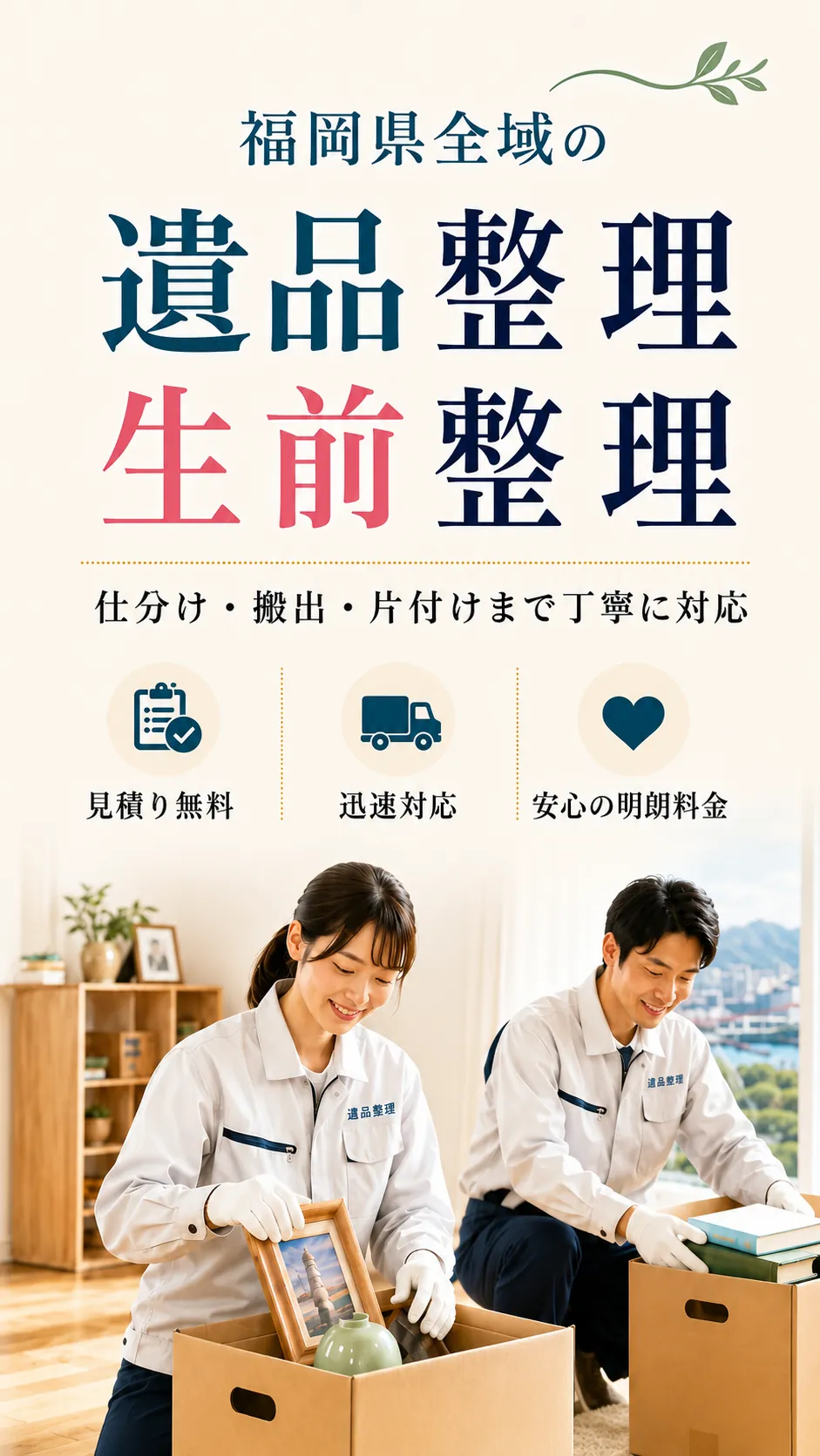 福岡県の遺品整理・生前整理。見積り無料・迅速対応・明朗料金で丁寧に対応します。