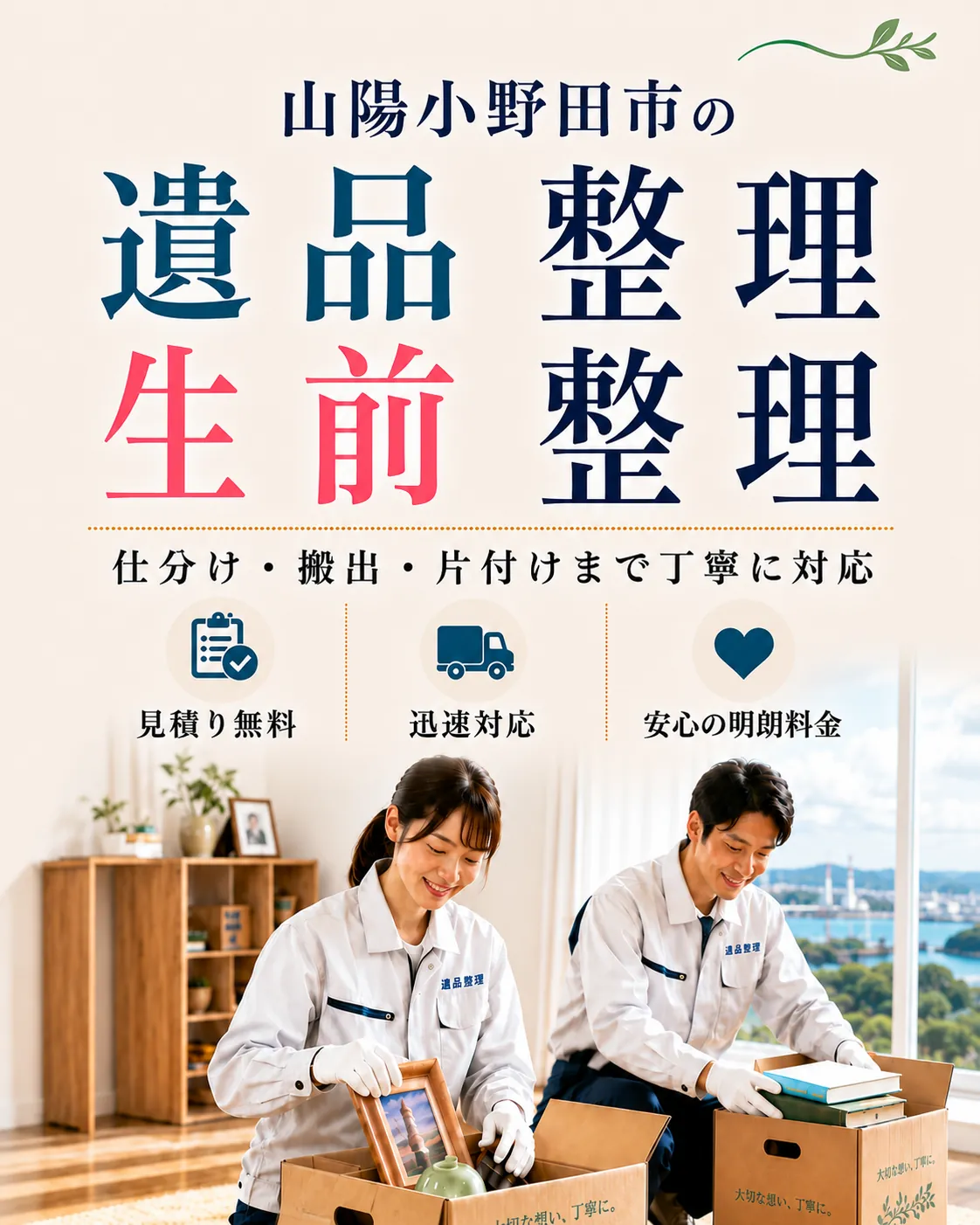 山陽小野田市の遺品整理・生前整理。見積り無料・迅速対応・明朗料金で丁寧に対応します。