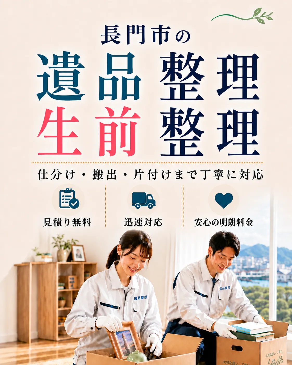 長門市の遺品整理・生前整理。見積り無料・迅速対応・明朗料金で丁寧に対応します。