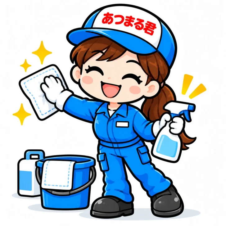 清掃するあつまる君